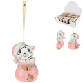 Hanger kerst tijger roze 7 cm 3 assorti | 24 stuks