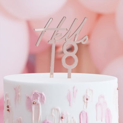 Ginger ray taarttopper hello 18 roségoudkleurig 18 cm | 20 stuks