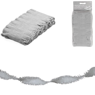 Folat twist slinger crêpepapier zilverkleurig 6 meter | 24 stuks