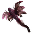 Decoratie vogel op clip paars 20 cm | 12 stuks