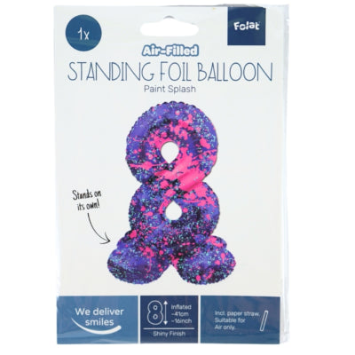 Folat folieballon staand 8 paint splash 41 cm | 20 stuks
