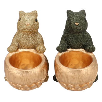 Daan kromhout schaal jingle eekhoorn zittend groen goudkleurig 22 cm 2 assorti | 6 stuks