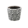 Ptmd bloempot beire s ikat print zwart wit 10 cm | 12 stuks