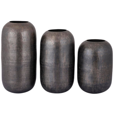 Ptmd vaas yourne s aluminium grijs 25 cm | 12 stuks
