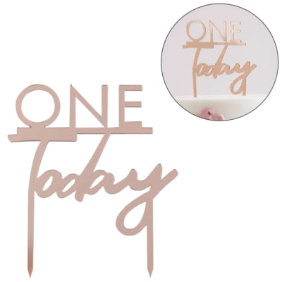 Ginger ray taarttopper one today rosegoudkleurig 11 cm | 20 stuks