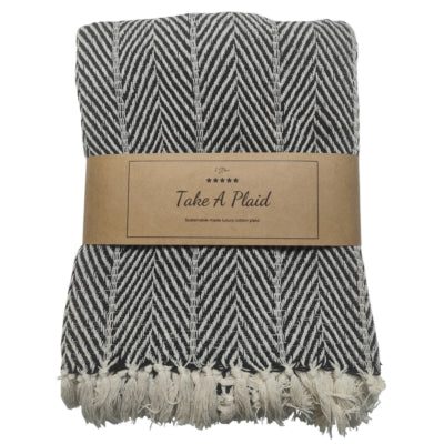 Take a plaid 32 gerecycled katoen zwart 130 x 180 cm | 12 stuks