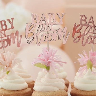 Ginger ray cupcake topper baby in bloom roségoudkleurig 12 stuks | 20 stuks