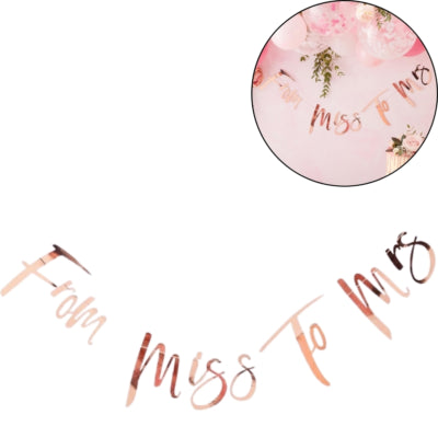 Ginger ray letterslinger miss to mrs roségoudkleurig 1,7 m | 20 stuks