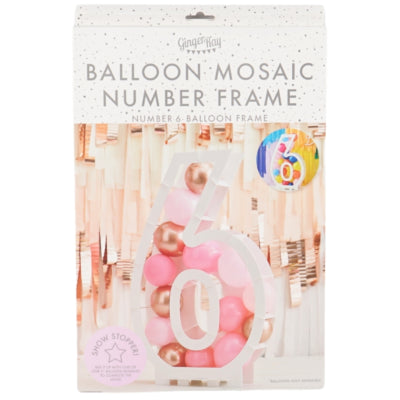 Ginger ray ballon mozaiek 6 cijfer wit 85 cm | 8 stuks