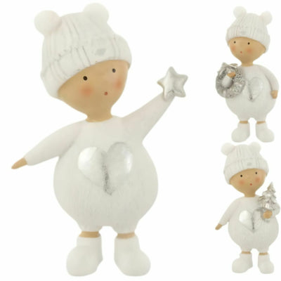 J-line beeld kerst kind wit 17 cm 3 assorti | 12 stuks