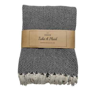 Take a plaid 14 gerecycled katoen zwart 130 x 180 cm | 12 stuks