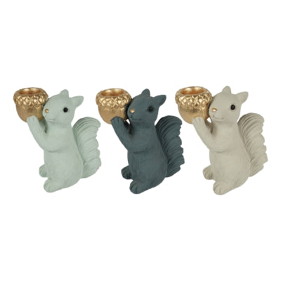 Daan kromhout kandelaar jingle staande eekhoorn 16 cm 3 assorti | 12 stuks