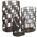 Ptmd windlicht stenn ovaal metaal messingkleurig 50 cm set van 3 | 2 stuks