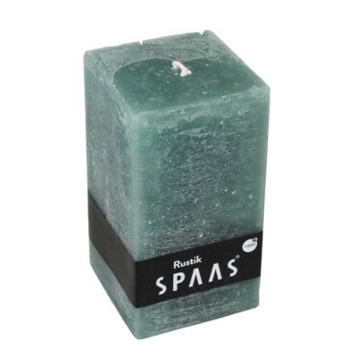 Spaas (r) stompkaars rustic vierkant groen 7 x 13 cm | 6 stuks