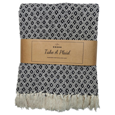 Take a plaid 56 gerecycled katoen zwart 130 x 180 cm | 12 stuks