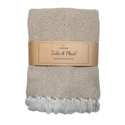 Take a plaid 13 gerecycled katoen beige 130 x 180 cm | 12 stuks