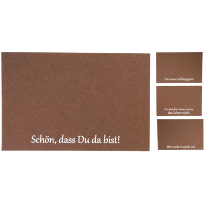 Placemat met duitstalige spreuk vilt bruin 45 x 30 cm 4 assorti | 48 stuks