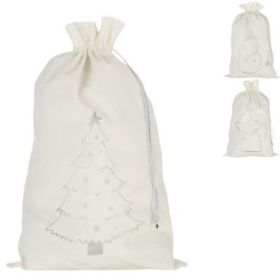 J-line cadeautas kerst velvet wit 28 cm 3 assorti | 36 stuks