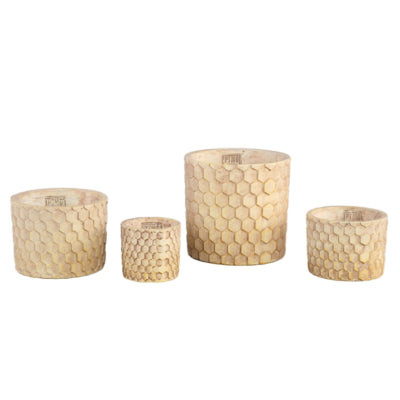 Ptmd bloempot settlers honeycomb crème m 14 cm | 8 stuks