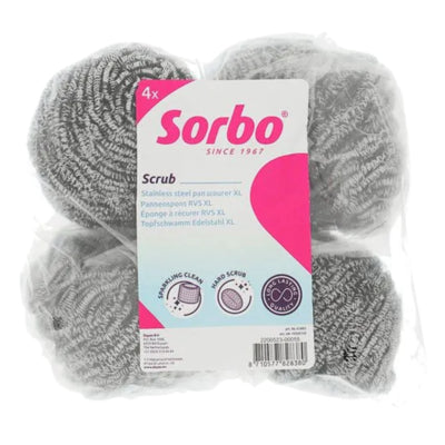Sorbo pannenspons rvs set van 4 | 12 stuks