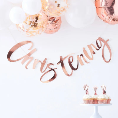 Ginger ray letterslinger christening rosegoudkleurig 1,5 m | 10 stuks