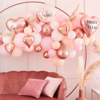 Ginger ray ballonnen boog kit bride to be roze wit 65 stuks | 5 stuks