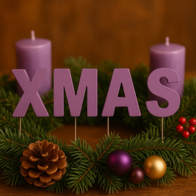 Abi decoratie kerst letterstekers xmas zilverkleurig 5 cm | 24 stuks