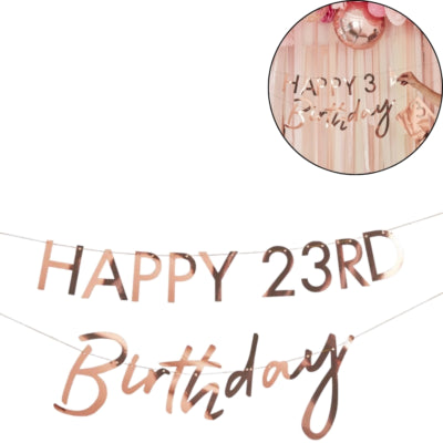 Ginger ray letterslinger happy birthday roségoudkleurig 3 m | 20 stuks