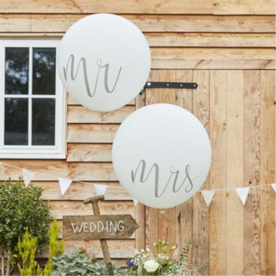 Ginger ray ballonnen mr mrs wit 91 cm | 10 stuks