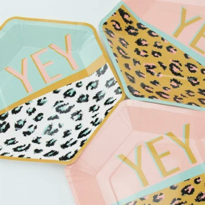 Kartonnen bordjes funky leopard 22,5 cm set van 8 | 36 stuks