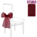 Feestdecoratie stoel strik organza bordeaux set van 2 | 24 stuks
