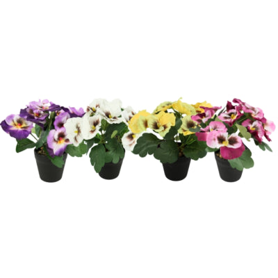 Kunstplant in pot viool 21 cm 4 assorti | 12 stuks