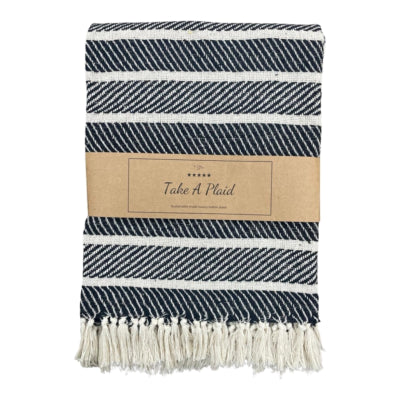 Take a plaid 55 gerecycled katoen zwart 130 x 180 cm | 16 stuks