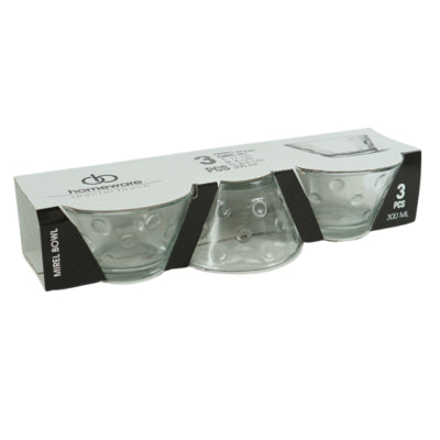 Mirel schaal glas 300 ml set van 3 | 8 stuks