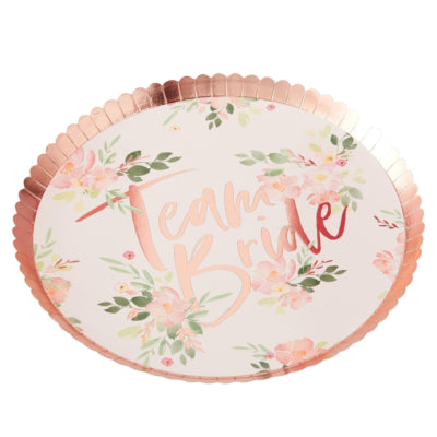 Ginger ray wegwerp borden team bride! roze 24 cm 8 stuks | 20 stuks