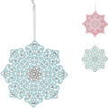 Kersthanger sneeuwvlok hout pastel glitter 22 cm 3 assorti | 24 stuks