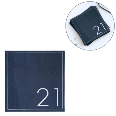Ginger ray servetten 21 jaar blauw 33 x 33 cm 16 stuks | 20 stuks