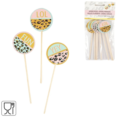 Cocktail prikkers funky leopard 12 cm set van 8 | 48 stuks