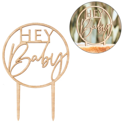 Ginger ray taarttopper hey baby hout 18 cm | 20 stuks