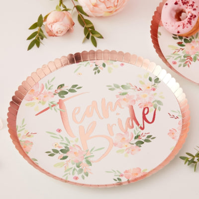 Ginger ray wegwerp borden team bride! roze 24 cm 8 stuks | 20 stuks