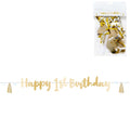 Amscan letterslinger happy 1st birthday goudkleurig 1,8 m | 24 stuks