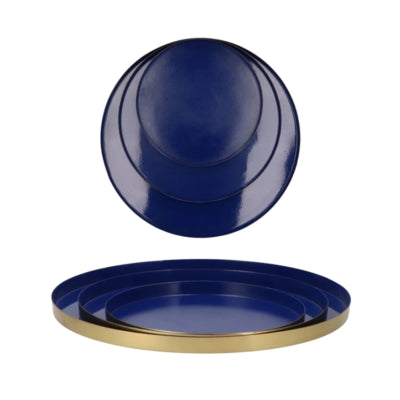 Daan kromhout dienblad marrakech blauw goudkleurig 26 cm | 6 stuks