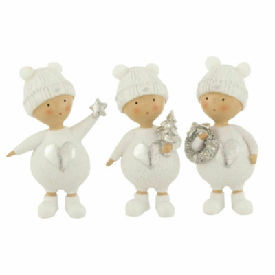 J-line beeld kerst kind wit 17 cm 3 assorti | 12 stuks