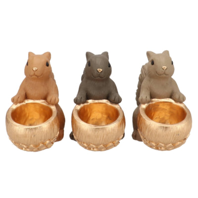 Daan kromhout schaal jingle eekhoorn zittend bruin 17 cm 3 assorti | 6 stuks
