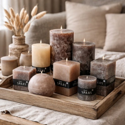 Spaas (r) stompkaars rustic vierkant groen 7 x 13 cm | 6 stuks