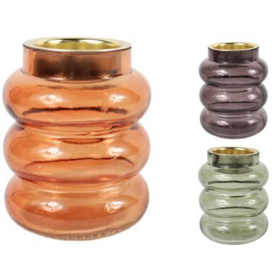 Theelichthouder glas 8,5 cm 3 assorti | 24 stuks