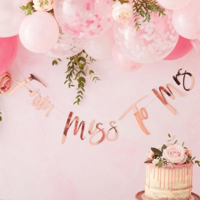 Ginger ray letterslinger miss to mrs roségoudkleurig 1,7 m | 20 stuks