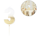 Ginger ray kaars cijfer 3 ombre goudkleurig wit 8 cm | 20 stuks