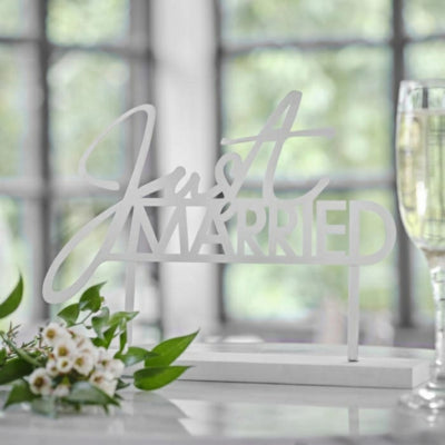 Ginger ray tafeldecoratie just married metaal wit 30 cm | 10 stuks