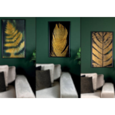 Wandpaneel loro veer spiegel goudkleurig 100 cm | 2 stuks
